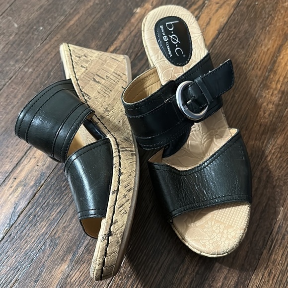 Born concept wedges classy casual shoes leather straps cute cream colored - Picture 2 of 9